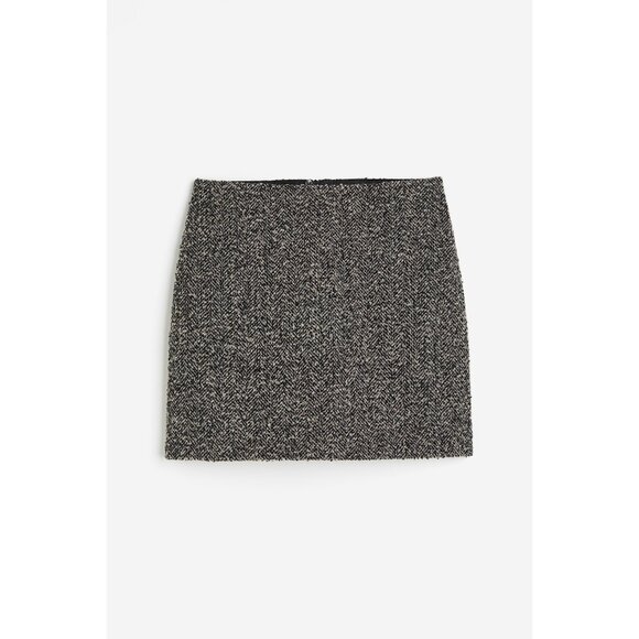 H&M Dresses & Skirts - H&M Womens Textured Mini Skirt High Waist Slim Fit Dark Gray Herringbone Size 10